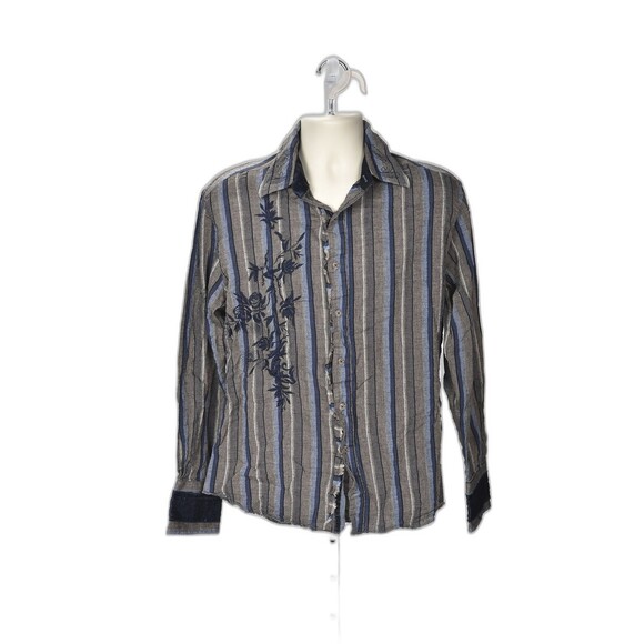 Rock and Roll Religion The Jimi Hendrix Experience Grey Striped Shirt Size M - Picture 1 of 3